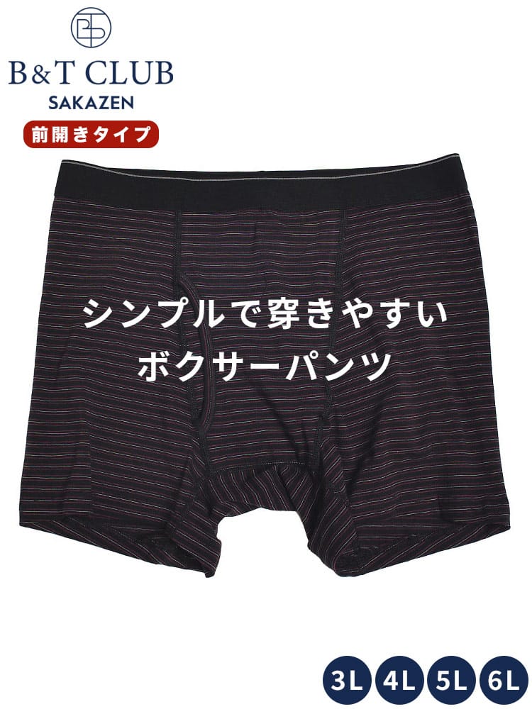 ボクサーパンツ ボーダー柄 前開き 肌着 下着 プリント シンプル 大きいサイズ メンズ ビジネス 3L 4L 5L 6L