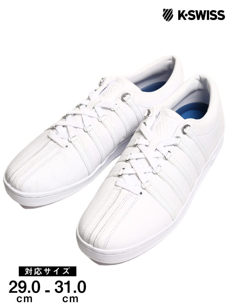 大きいサイズ メンズ K-SWISS (ケースイス) レザー 5本ライン ローカットスニーカー CLASSIC 88 WHITE