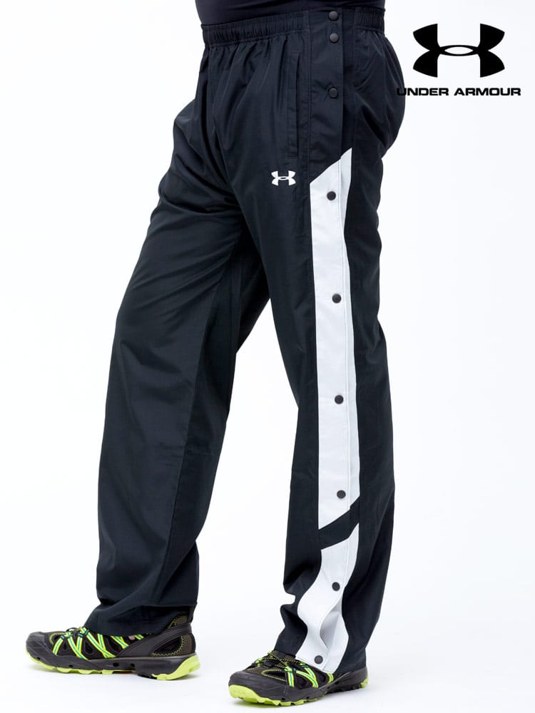 大きいサイズ メンズ UNDER ARMOUR (アンダーアーマー) 日本規格 LOOSE サイドスナップボタン 裏メッシュ ウォームアップパンツ
