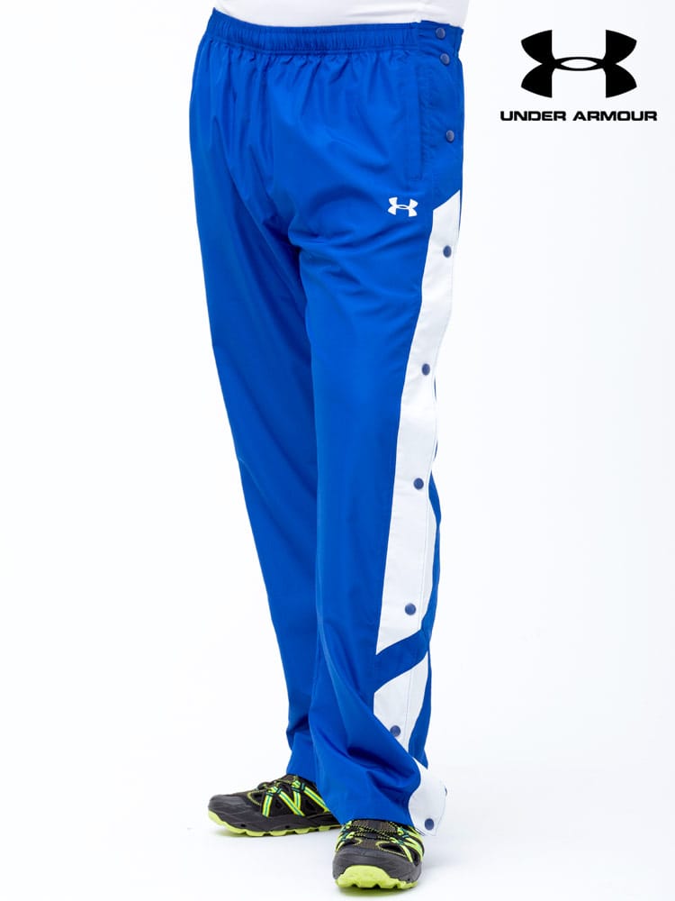 大きいサイズ メンズ UNDER ARMOUR (アンダーアーマー) 日本規格 LOOSE サイドスナップボタン 裏メッシュ ウォームアップパンツ