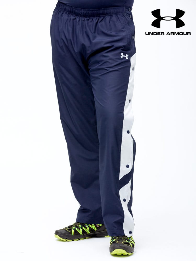 大きいサイズ メンズ UNDER ARMOUR (アンダーアーマー) 日本規格 LOOSE サイドスナップボタン 裏メッシュ ウォームアップパンツ