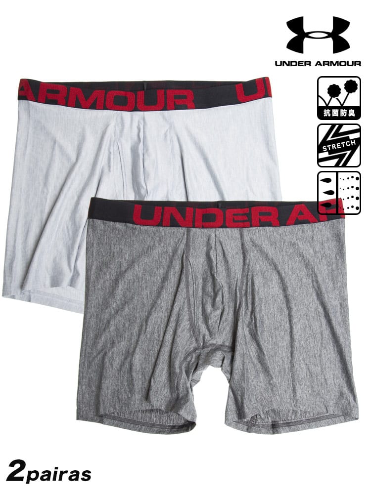 大きいサイズ メンズ UNDER ARMOUR (アンダーアーマー) 日本規格 吸汗速乾 ストレッチ 抗菌防臭 前開き ボクサーパンツ 2枚セット Tech 6in 2 Pack