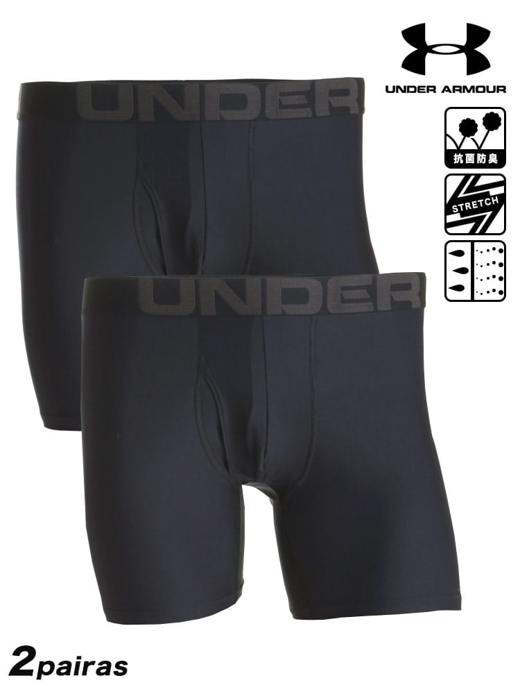 大きいサイズ メンズ UNDER ARMOUR (アンダーアーマー) 日本規格 吸汗速乾 ストレッチ 抗菌防臭 前開き ボクサーパンツ 2枚セット Tech 6in 2 Pack