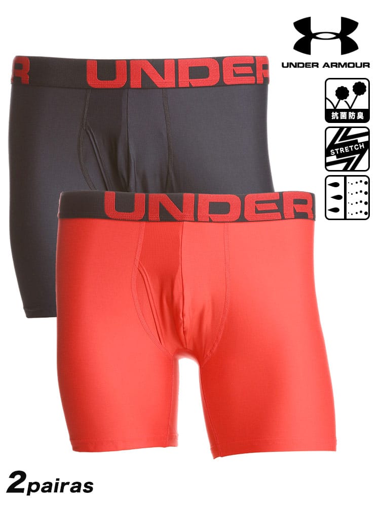大きいサイズ メンズ UNDER ARMOUR (アンダーアーマー) 日本規格 吸汗速乾 ストレッチ 抗菌防臭 前開き ボクサーパンツ 2枚セット Tech 6in 2 Pack