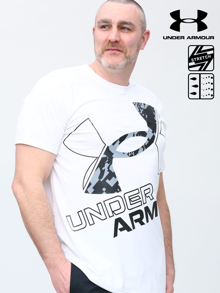 大きいサイズ メンズ UNDER ARMOUR (アンダーアーマー) 日本規格 heatgear LOOSE ロゴプリント クルーネック 半袖 Tシャツ TECH WORD MARK SEASONAL