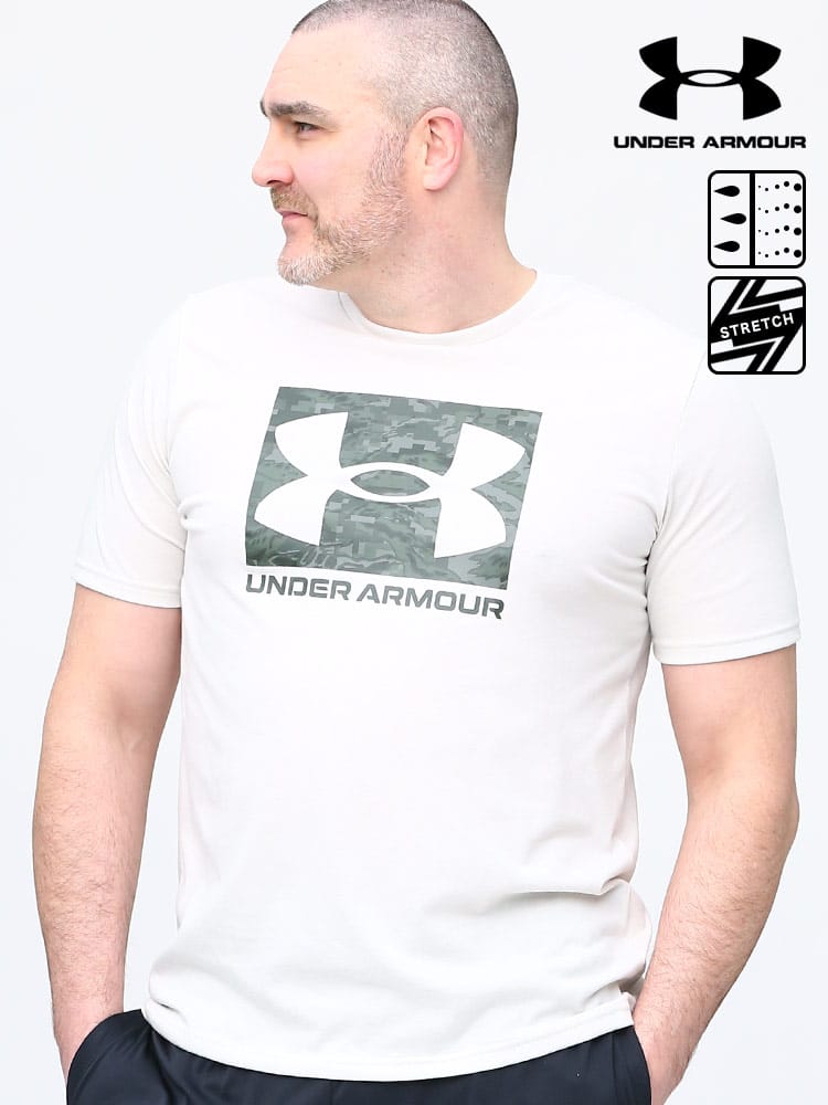 大きいサイズ メンズ UNDER ARMOUR (アンダーアーマー) 日本規格 heatgear LOOSE BOXロゴ クルーネック 半袖 Tシャツ ABC CAMO BOXED LOGO SS