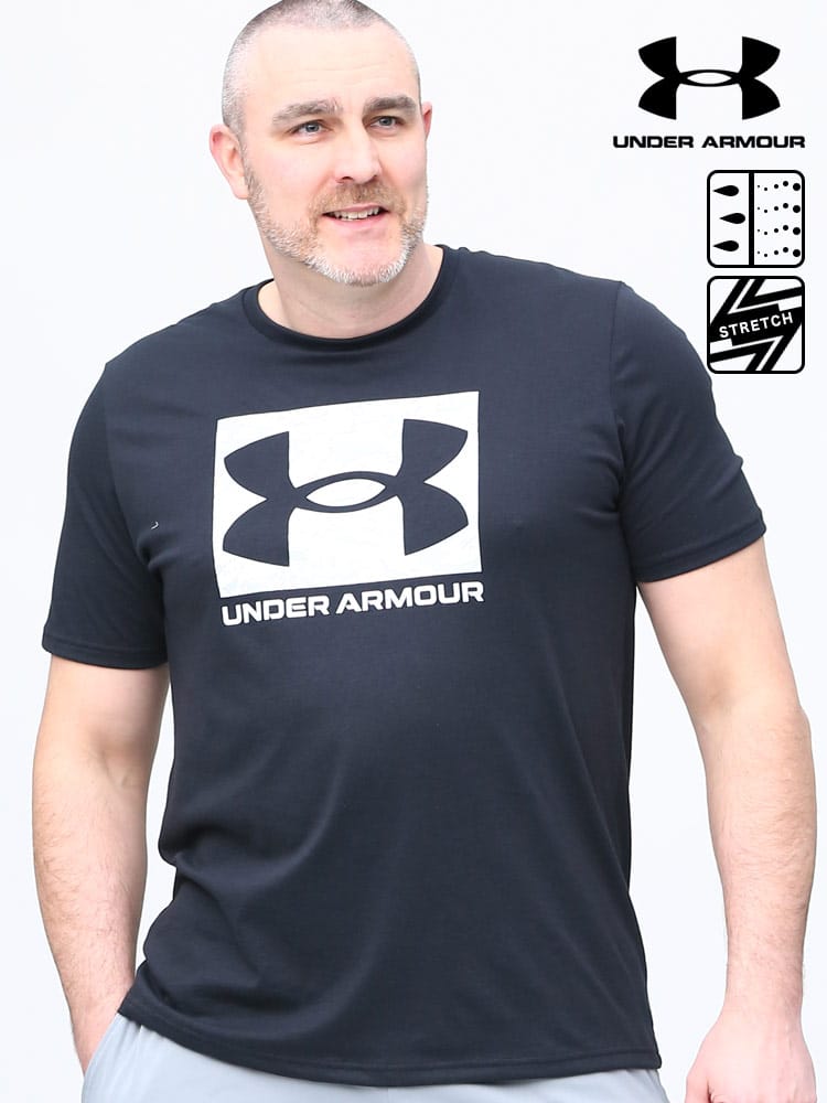大きいサイズ メンズ UNDER ARMOUR (アンダーアーマー) 日本規格 heatgear LOOSE BOXロゴ クルーネック 半袖 Tシャツ ABC CAMO BOXED LOGO SS
