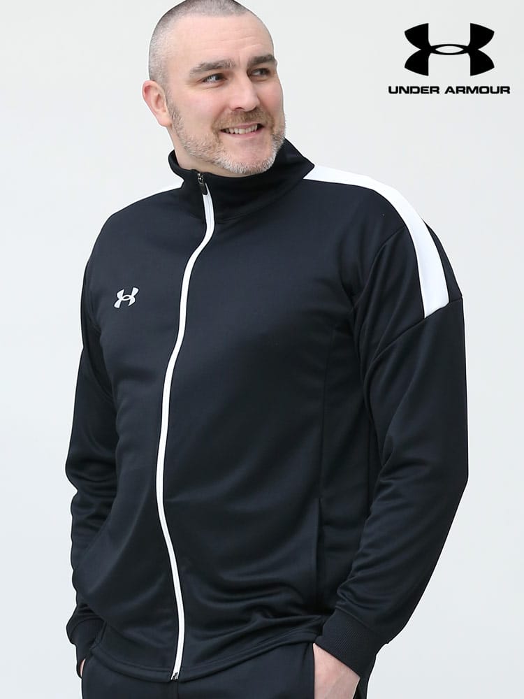 大きいサイズ メンズ UNDER ARMOUR (アンダーアーマー) 日本規格 LOOSE ワンポイント フルジップ ジャケット TEAM JERSEY TOPS