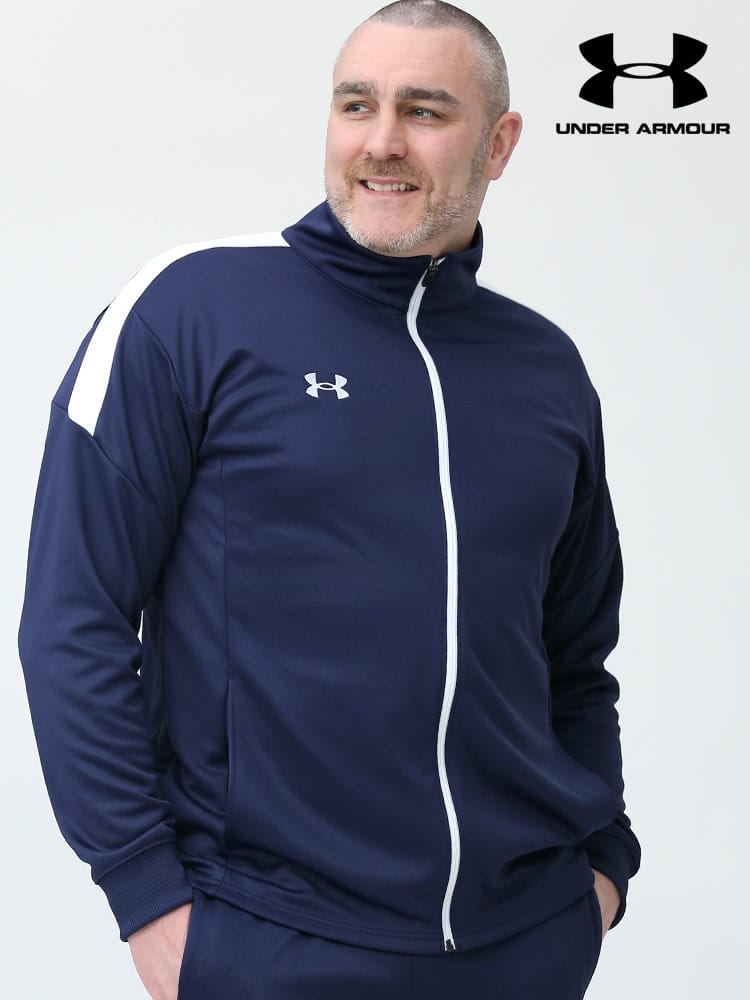 大きいサイズ メンズ UNDER ARMOUR (アンダーアーマー) 日本規格 LOOSE ワンポイント フルジップ ジャケット TEAM JERSEY TOPS