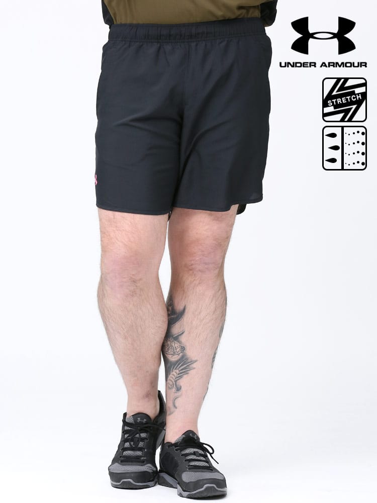 大きいサイズ メンズ UNDER ARMOUR (アンダーアーマー) 日本規格 heatgear LOOSE バックプリント 前閉じ ショートパンツ