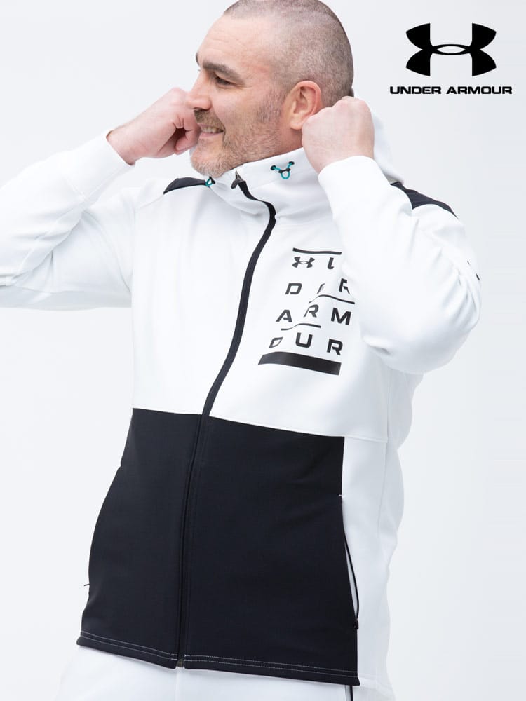 大きいサイズ メンズ UNDER ARMOUR (アンダーアーマー) 日本規格 FITTED プリント フルジップ ジャケット HYBRID KNIT JACKET