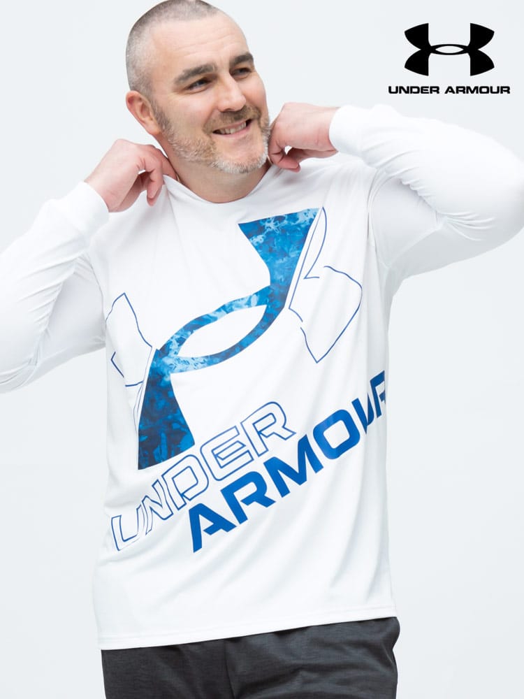 大きいサイズ メンズ UNDER ARMOUR (アンダーアーマー) 日本規格 LOOSE BIGロゴ クルーネック 長袖 Tシャツ ロンT Tech Big Logo LS Tee