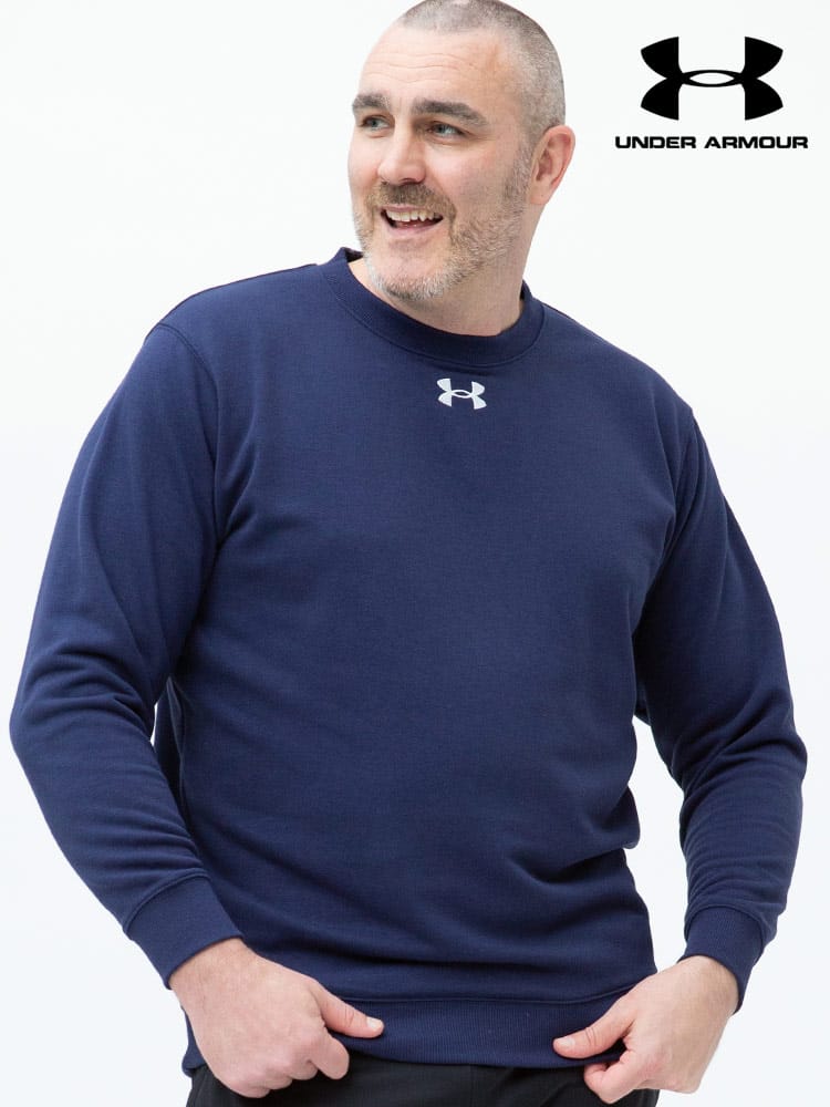 大きいサイズ メンズ UNDER ARMOUR (アンダーアーマー) 日本規格 LOOSE ワンポイント クルーネック スウェット TEAM SWEAT CREW