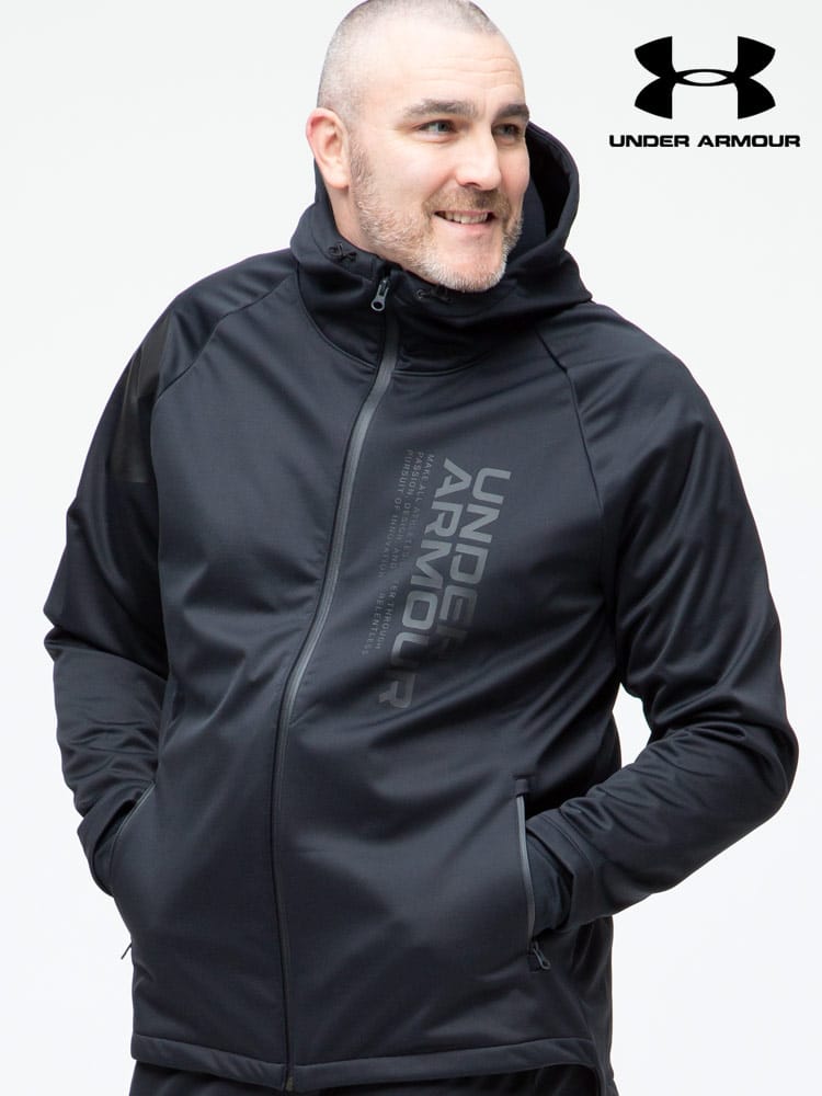 大きいサイズ メンズ UNDER ARMOUR (アンダーアーマー) 日本規格 FITTED STORM1 裏起毛 フード フルジップ ジャケット WINTER KNIT JACKET