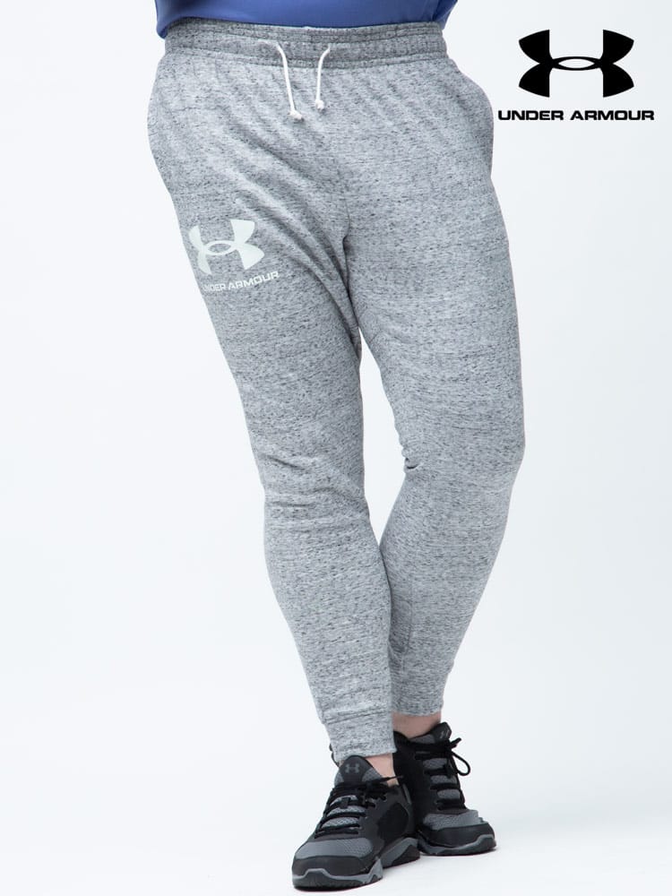 大きいサイズ メンズ UNDER ARMOUR (アンダーアーマー) FITTED ロゴプリント スウェット ジョガーパンツ RIVAL TERRY JOGGER