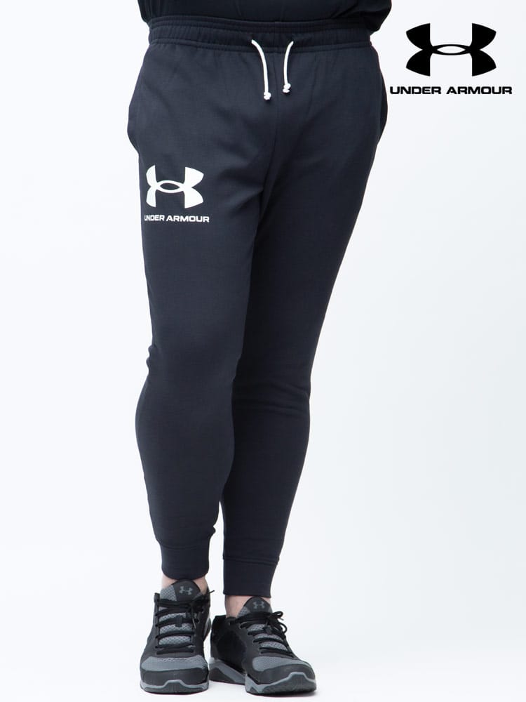 大きいサイズ メンズ UNDER ARMOUR (アンダーアーマー) FITTED ロゴプリント スウェット ジョガーパンツ RIVAL TERRY JOGGER