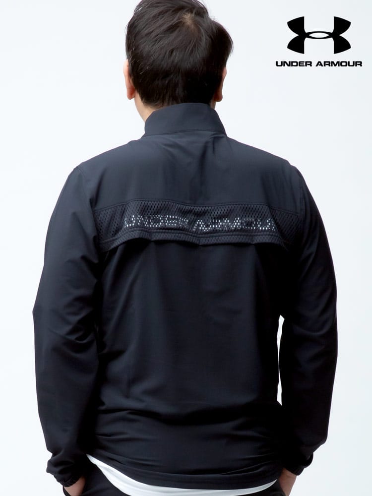 大きいサイズ メンズ UNDER ARMOUR (アンダーアーマー) 日本規格 FITTED バックメッシュロゴ フルジップ ジャケット Summer Woven FZ