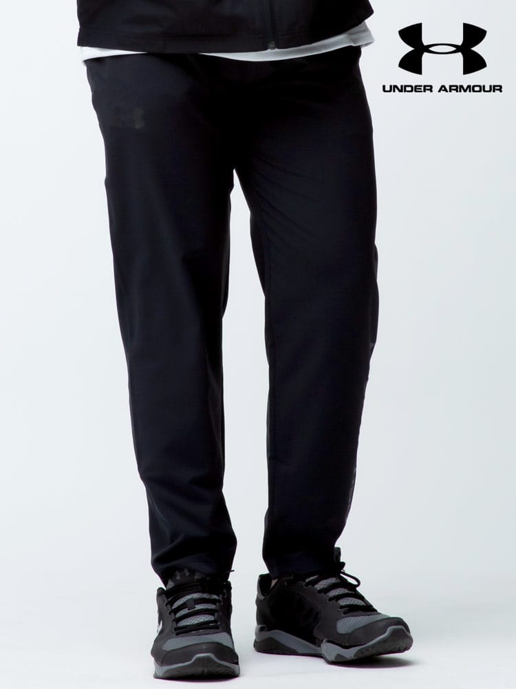 大きいサイズ メンズ UNDER ARMOUR (アンダーアーマー) 日本規格 FITTED 縦ロゴ 前閉じ ロングパンツ Summer Woven Pant