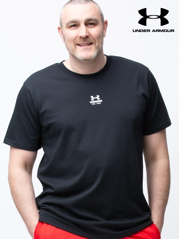 大きいサイズ メンズ UNDER ARMOUR (アンダーアーマー) 日本規格 LOOSE バックプリント クルーネック 半袖 Tシャツ HW CHARGED COTTON SS 1
