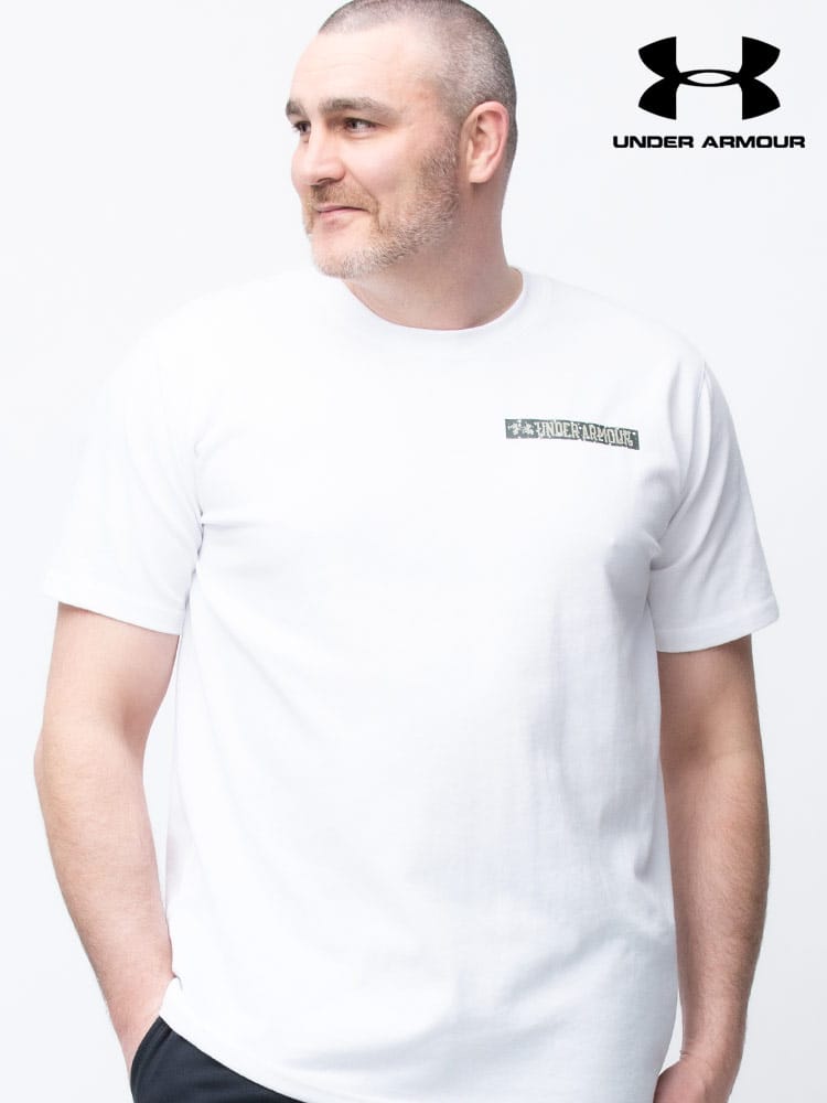 大きいサイズ メンズ UNDER ARMOUR (アンダーアーマー) 日本規格 LOOSE バックプリント クルーネック 半袖 Tシャツ HW CHARGED COTTON SS 3
