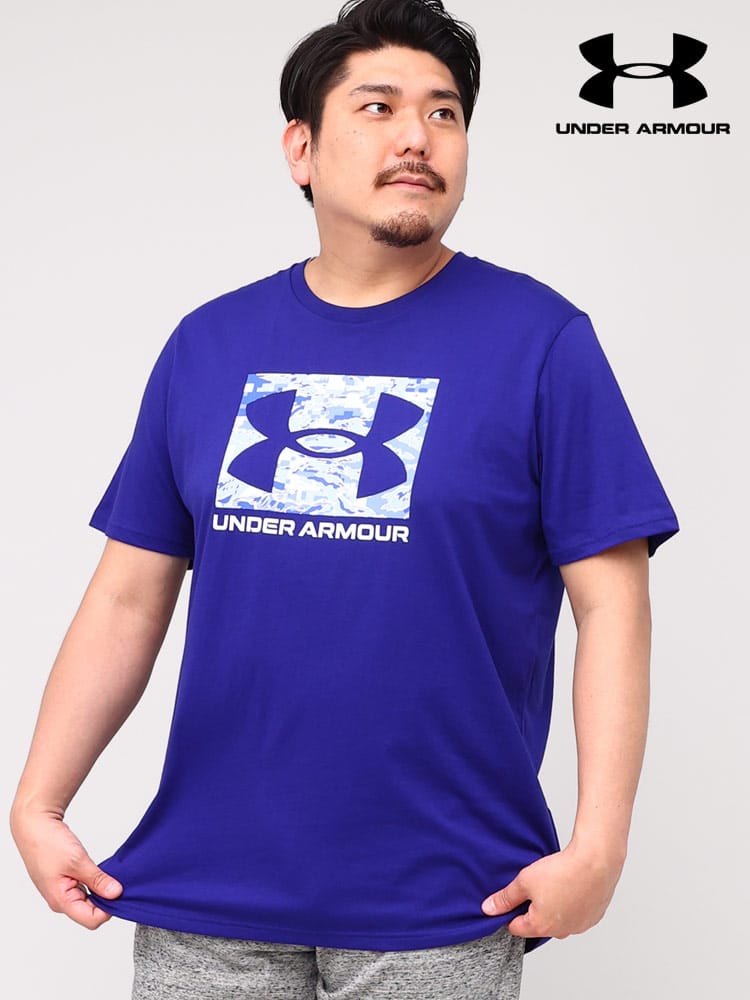 大きいサイズ メンズ UNDER ARMOUR (アンダーアーマー) 日本規格 LOOSE 迷彩BOXロゴ クルーネック 半袖 Tシャツ