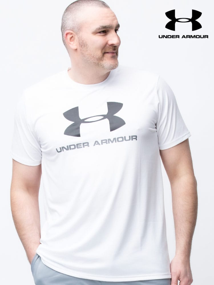 大きいサイズ メンズ UNDER ARMOUR (アンダーアーマー) 日本規格 LOOSE ロゴプリント クルーネック 半袖 Tシャツ TECH BIG LOGO SS