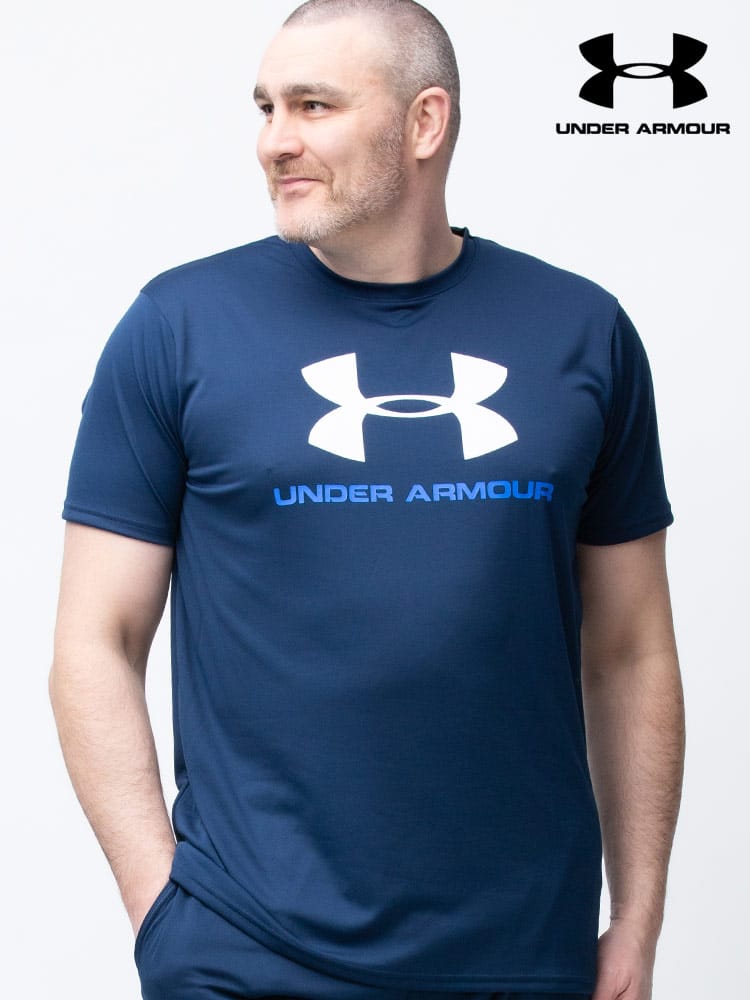 大きいサイズ メンズ UNDER ARMOUR (アンダーアーマー) 日本規格 LOOSE ロゴプリント クルーネック 半袖 Tシャツ TECH BIG LOGO SS