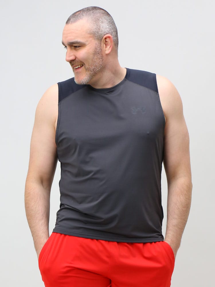 大きいサイズ メンズ UNDER ARMOUR (アンダーアーマー) 日本規格 FITTED クルーネック ノースリーブ Tシャツ Iso-Chill SL