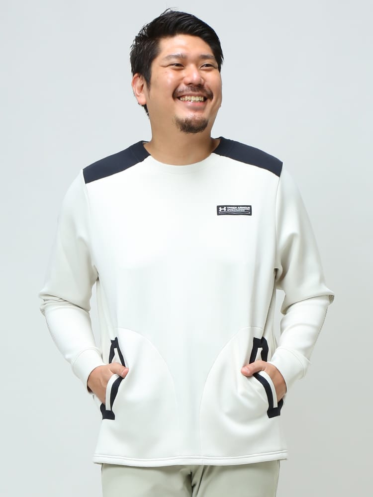 大きいサイズ メンズ UNDER ARMOUR (アンダーアーマー) 日本規格 FITTED クルーネック プルオーバー PERFOMANCE KNIT HYBRID FZ