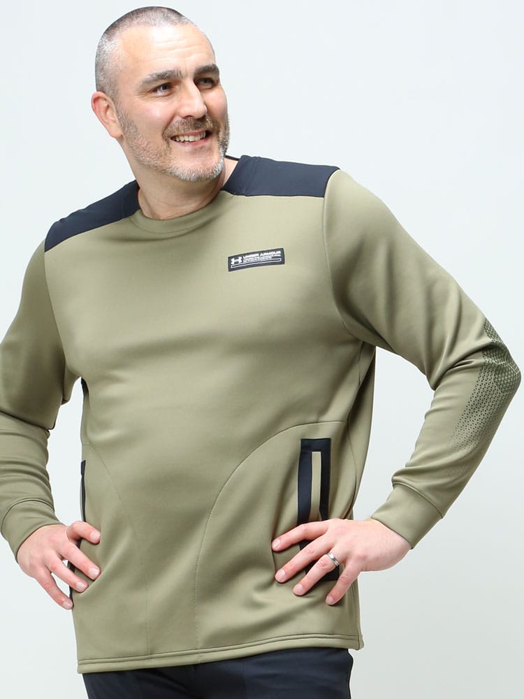 大きいサイズ メンズ UNDER ARMOUR (アンダーアーマー) 日本規格 FITTED クルーネック プルオーバー PERFOMANCE KNIT HYBRID FZ