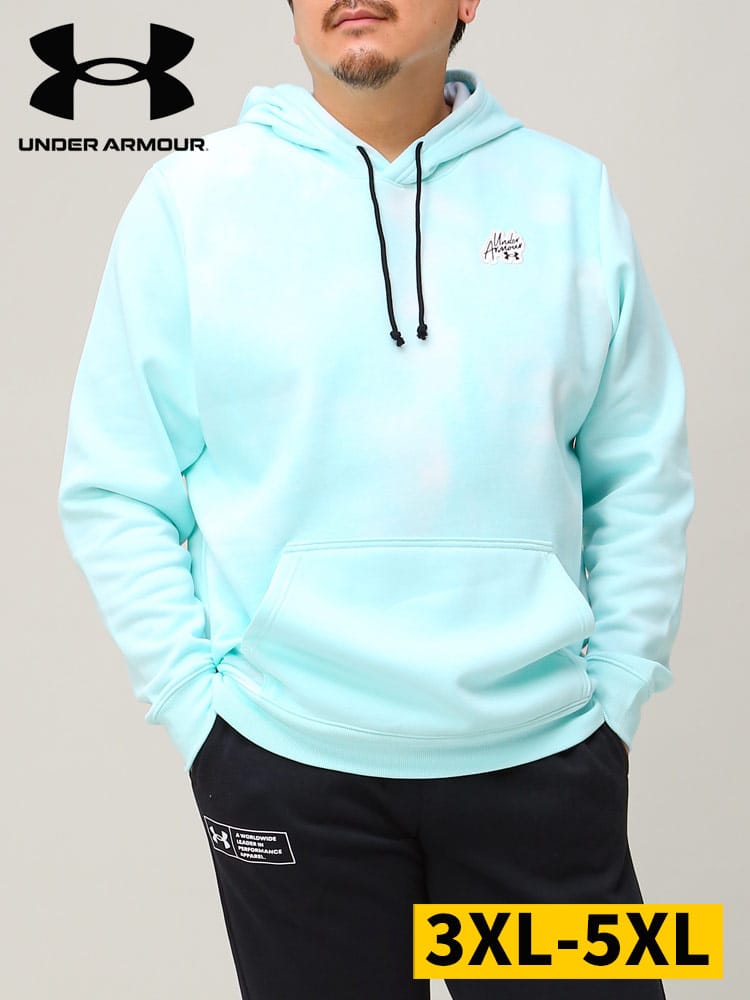 大きいサイズ メンズ UNDER ARMOUR (アンダーアーマー) 日本規格 LOOSE 裏起毛 胸ロゴ プルオーバー パーカー RIVAL FLEECE PATCH LOGO HOODIE