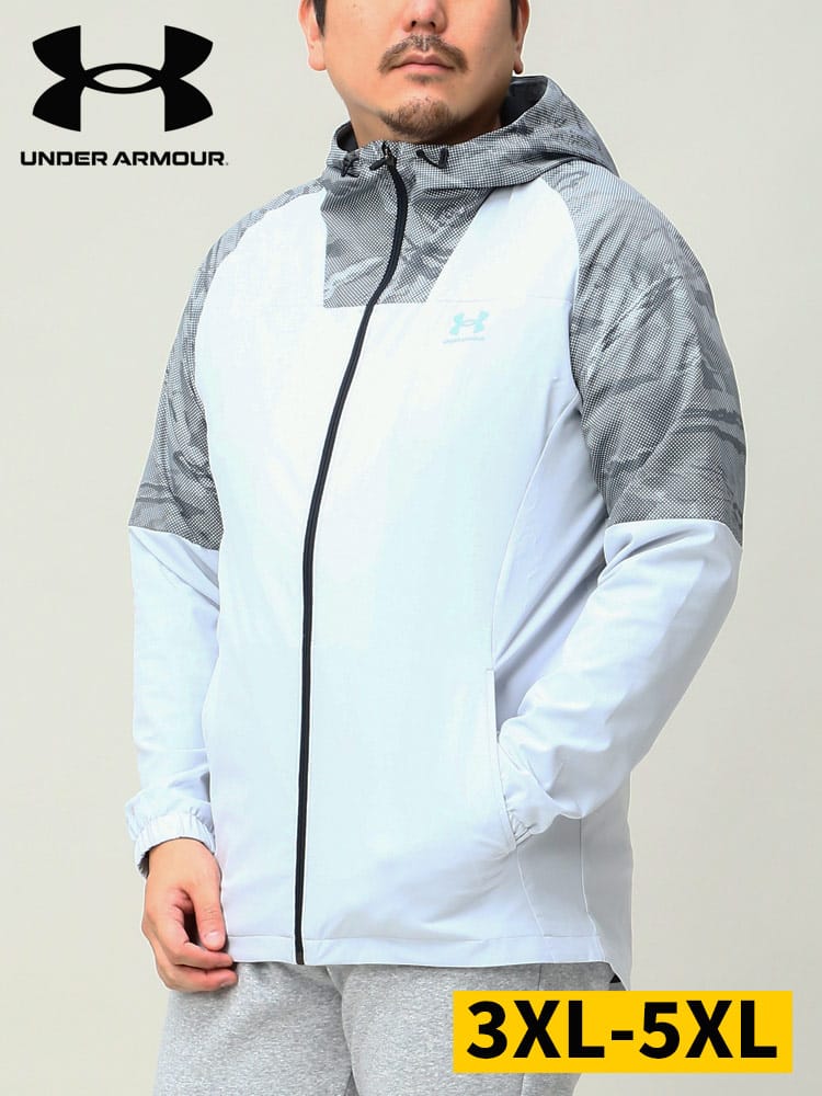 在庫処分 返品交換不可 大きいサイズ メンズ UNDER ARMOUR (アンダーアーマー) 日本規格 FITTED STORM 裏起毛 フルジップ ジャケット TRICOT LINED WOVEN JACKET