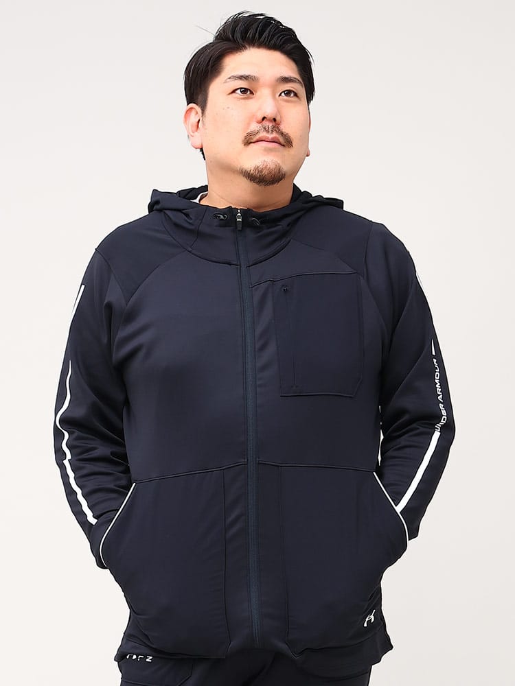 WEB限定価格 在庫処分 返品交換不可 大きいサイズ メンズ UNDER ARMOUR (アンダーアーマー) 日本規格 FITTED フルジップ パーカー ARMOUR KNIT FULL ZIP