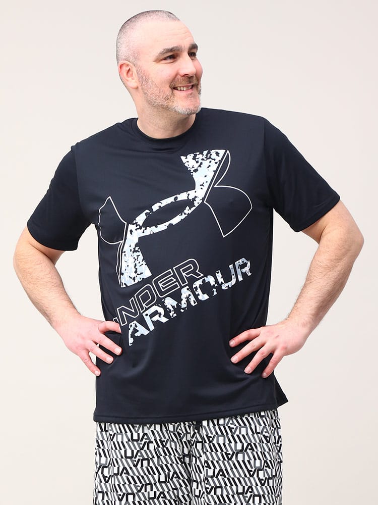 大きいサイズ メンズ UNDER ARMOUR (アンダーアーマー) 日本規格 LOOSE クルーネック BIGロゴ 半袖 Tシャツ TECH SHORT SLEEVE XL LOGO