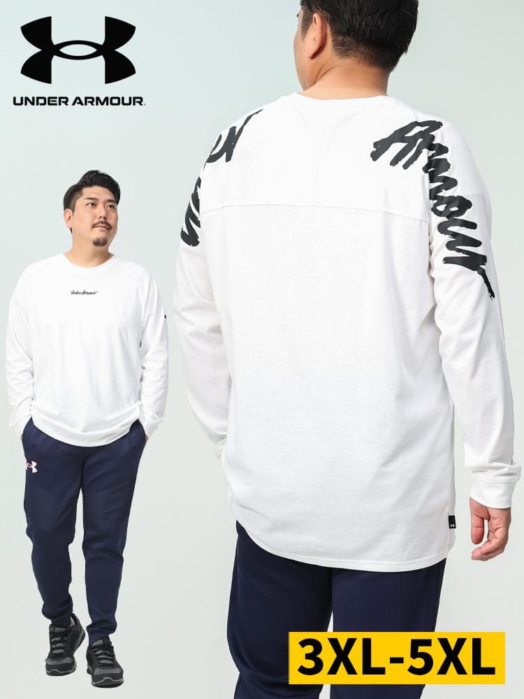 LOOSE バックロゴ クルーネック 長袖 Tシャツ Heavy weight CC LS 1 (UNDER ARMOUR) アンダーアーマー 日本規格 メンズ　大きいサイズ