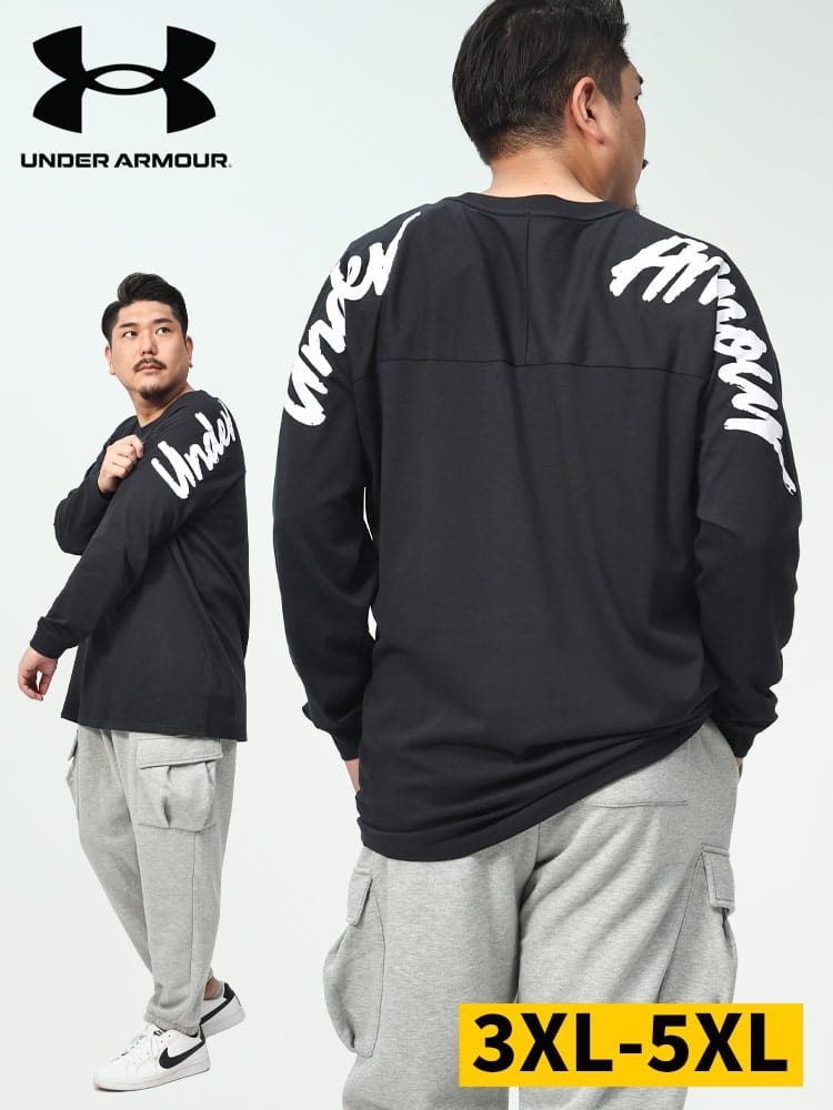 LOOSE バックロゴ クルーネック 長袖 Tシャツ Heavy weight CC LS 1 (UNDER ARMOUR) アンダーアーマー 日本規格 メンズ　大きいサイズ