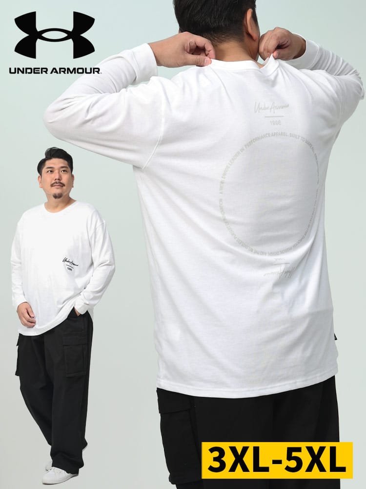 LOOSE バックプリント クルーネック 長袖 Tシャツ Heavy weight CC LS 3 (UNDER ARMOUR) アンダーアーマー 日本規格 メンズ　大きいサイズ