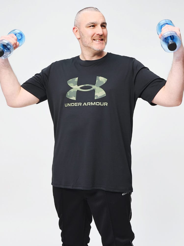LOOSE テック カモ ビッグロゴ クルーネック 半袖 Tシャツ TECH GRAPHIC SS SEASONAL (UNDER ARMOUR) アンダーアーマー 大きいサイズ メンズ 