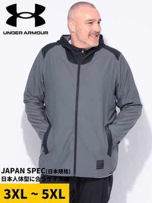 パーカー FITTED 切り替え フルジップ MOTIVATE RIB HYBRID HD トップス フード 長袖 スポーツ 大きいサイズ メンズ