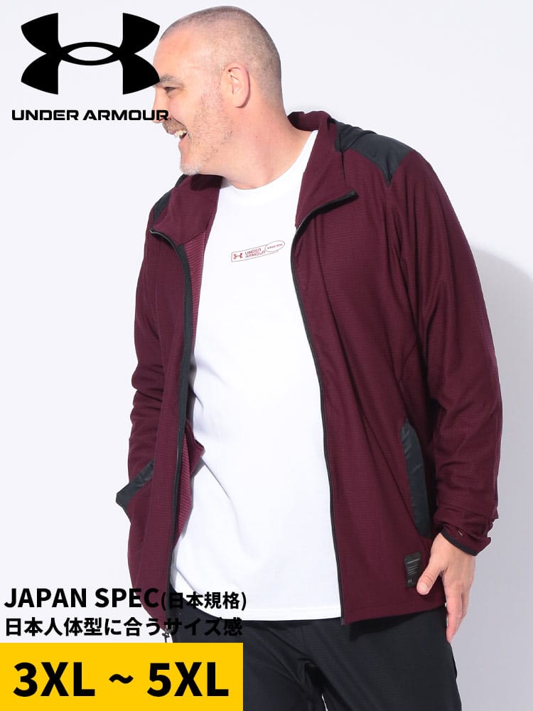 パーカー FITTED 切り替え フルジップ MOTIVATE RIB HYBRID HD トップス フード 長袖 スポーツ 大きいサイズ メンズ