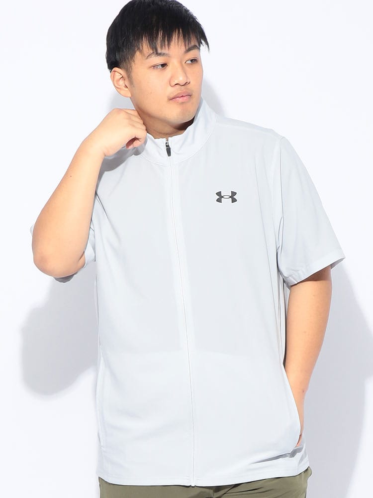 ジャケット 半袖 メンズ 大きいサイズ FITTED ウーブン フルジップ ブルゾン アウター トップス スポーツ トレーニング 春 夏