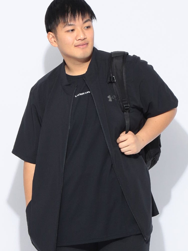 ジャケット 半袖 メンズ 大きいサイズ FITTED ウーブン フルジップ ブルゾン アウター トップス スポーツ トレーニング 春 夏