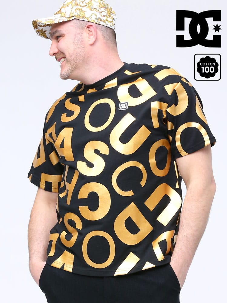 大きいサイズ メンズ DCSHOECOUSA (ディーシーシューズ) BIGプリント 総柄 クルーネック 半袖 Tシャツ
