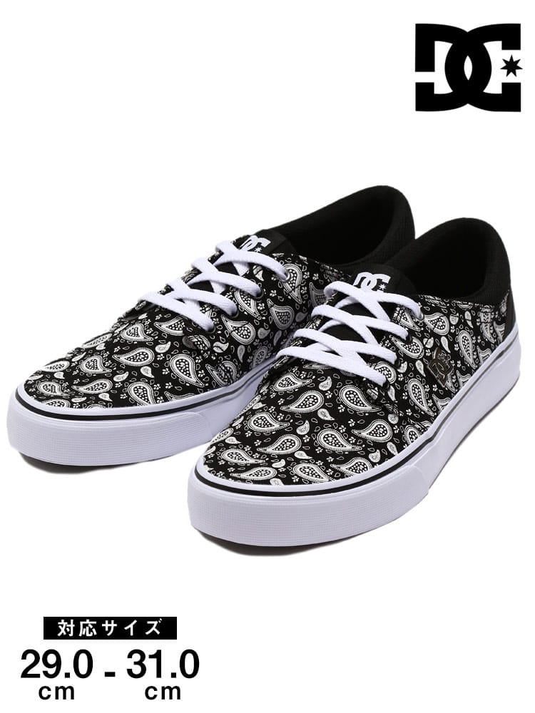 大きいサイズ メンズ DCSHOECOUSA (ディーシーシューズ) キャンバス ペイズリー柄 ローカットスニーカー