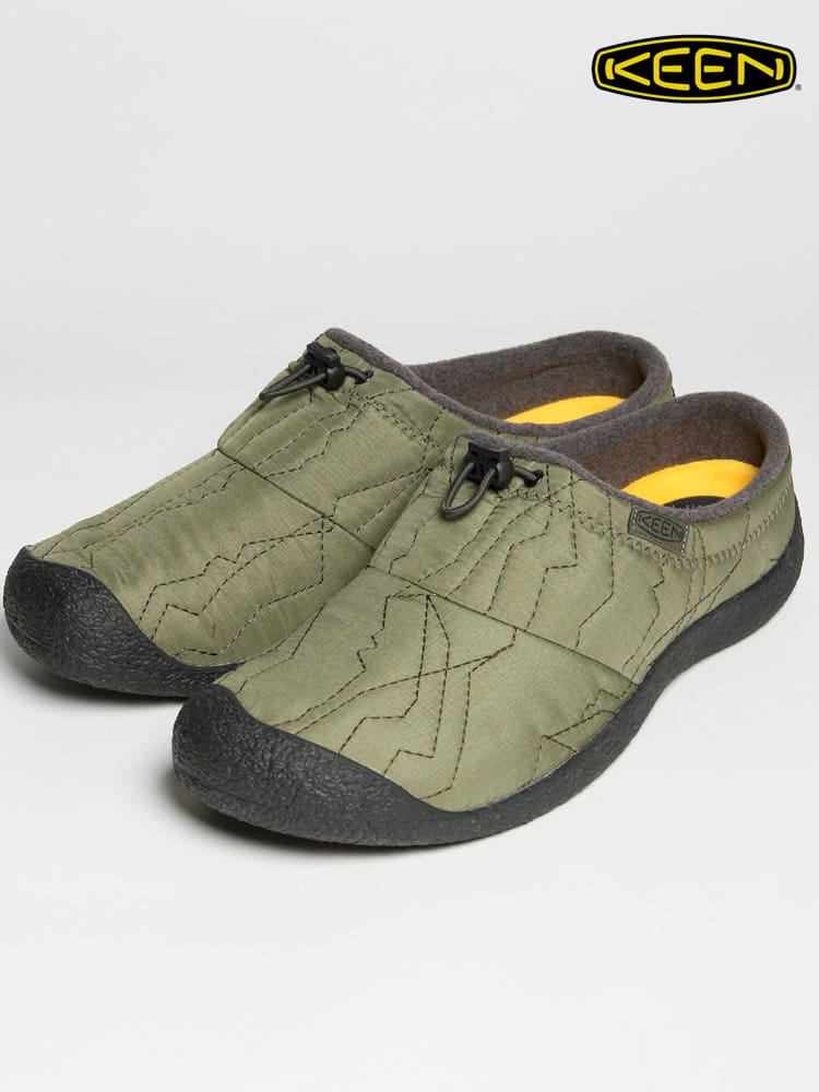 大きいサイズ メンズ KEEN (キーン) バンジーシューレース スライドシューズ HOWSER III SLIDE OLIVE