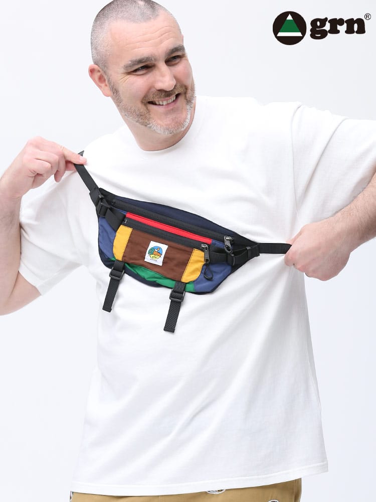 大きいサイズ メンズ grn (ジーアールエヌ) USAコットン ボディバッグポケット クルーネック 半袖 Tシャツ