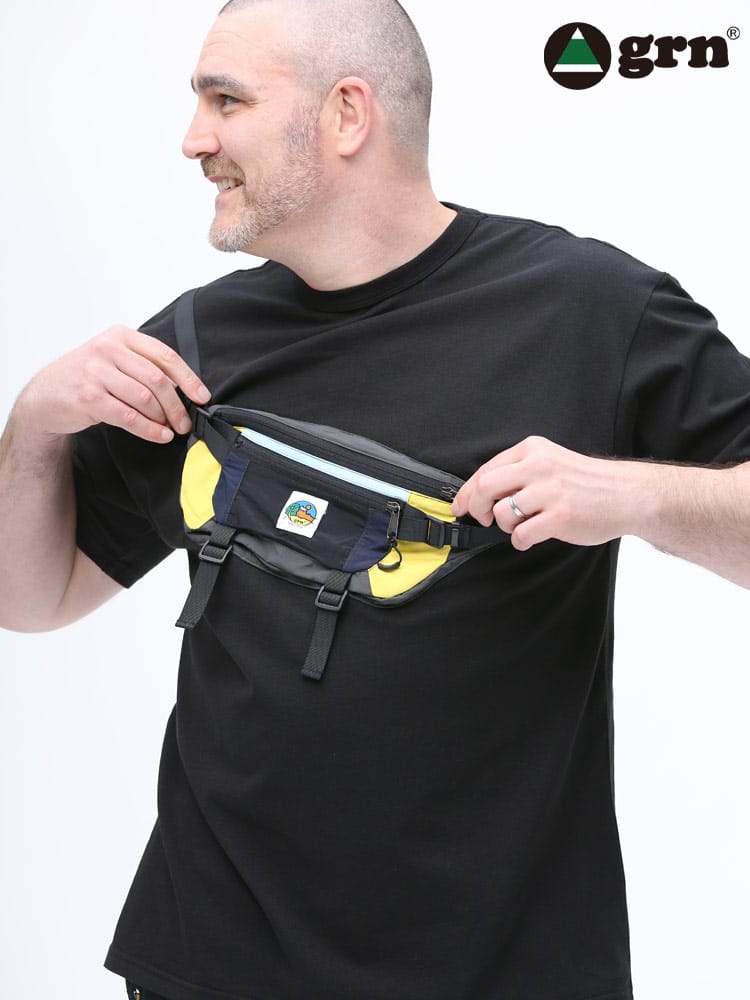 大きいサイズ メンズ grn (ジーアールエヌ) USAコットン ボディバッグポケット クルーネック 半袖 Tシャツ