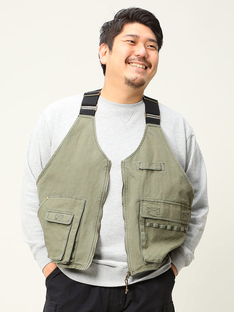 在庫処分 返品交換不可 大きいサイズ メンズ Oregonian Camper (オレゴニアンキャンパー) コットン ポケット ジップ ベスト
