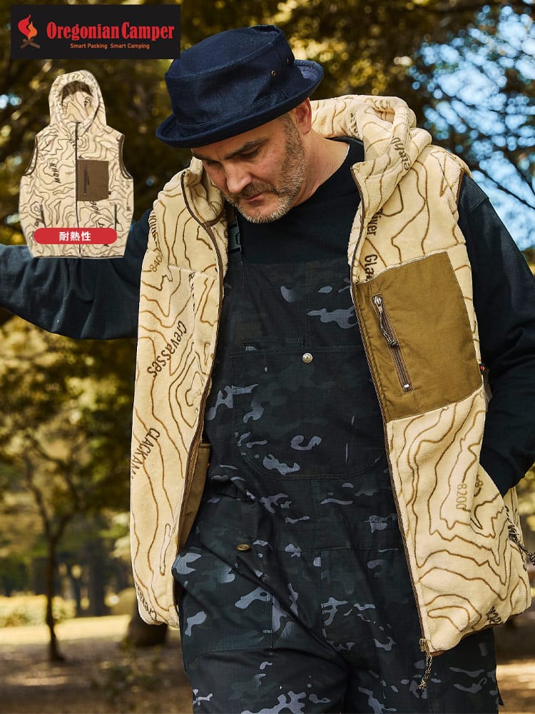  Oregonian Camper オレゴニアンキャンパー 難燃 フリース フルジップ 焚火ベスト 大きいサイズ メンズ 