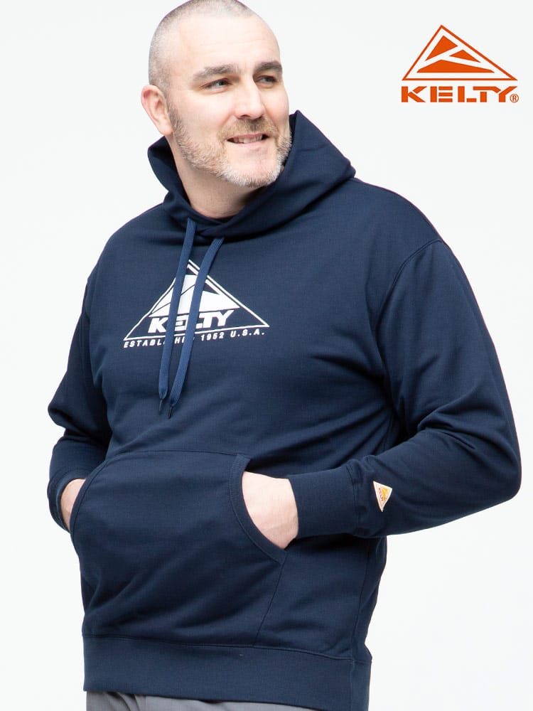 大きいサイズ メンズ KELTY (ケルティ) ロゴプリント ヒルクライム フーディー プルオーバー パーカー